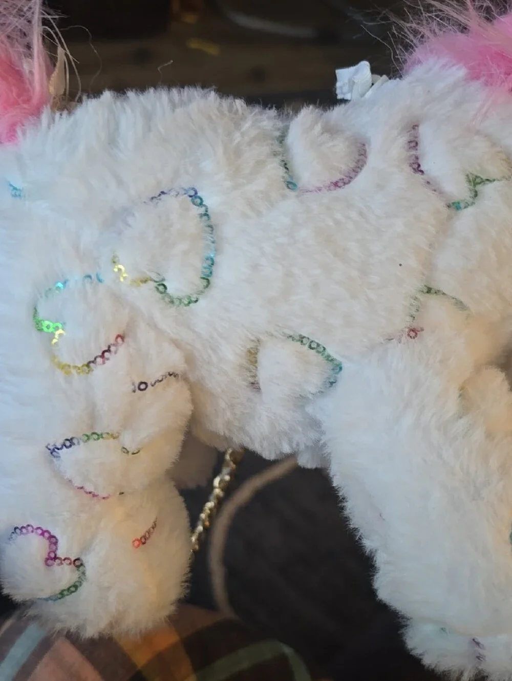Plush Unicorn Crossbody Bag - Pink & White